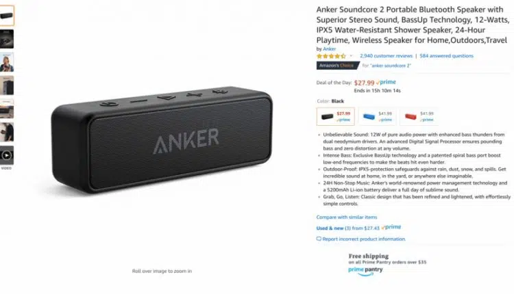 Anker Soundcore 2 Bluetooth speaker