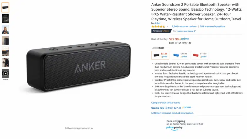 Anker Soundcore 2 Bluetooth speaker