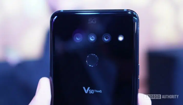 LG V50 ThinQ 5G logo closeup