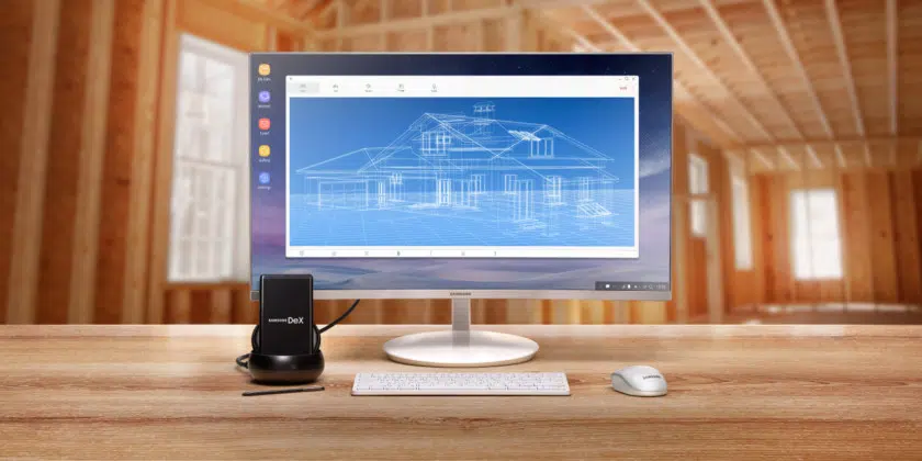 Samsung DeX attached to a screen and peripherals.