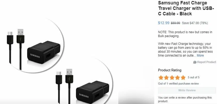 Samsung Fast Charge Travel Charger USB-C