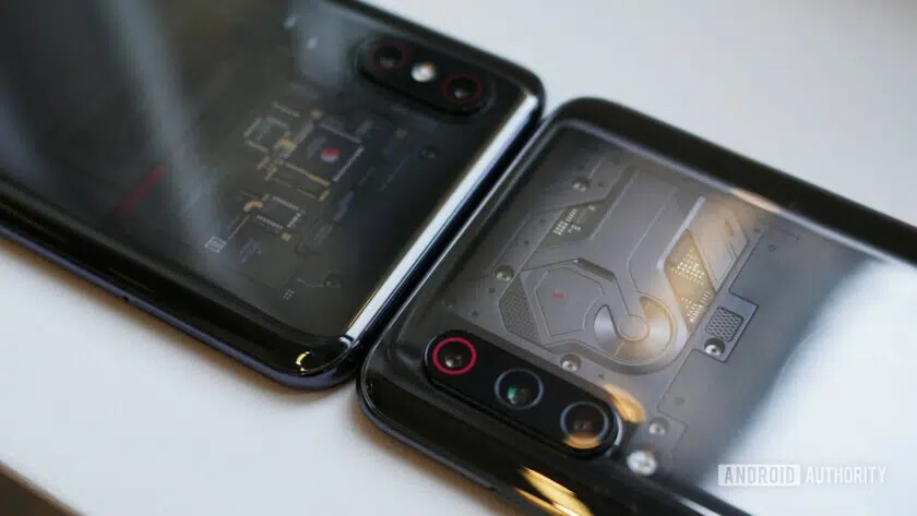 Xiaomi Mi 9 transparent edition vs Xiaomi Mi 8 explorer edition close up