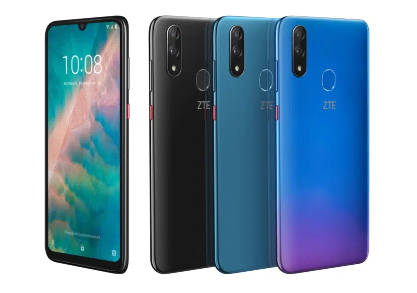 The ZTE Blade V10 renders in various colors.