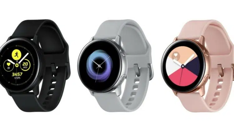 The Samsung Galaxy Watch in silver, black, and rose gold.