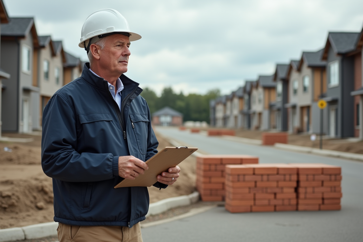 Inspecteur du bâtiment observant un chantier résidentiel