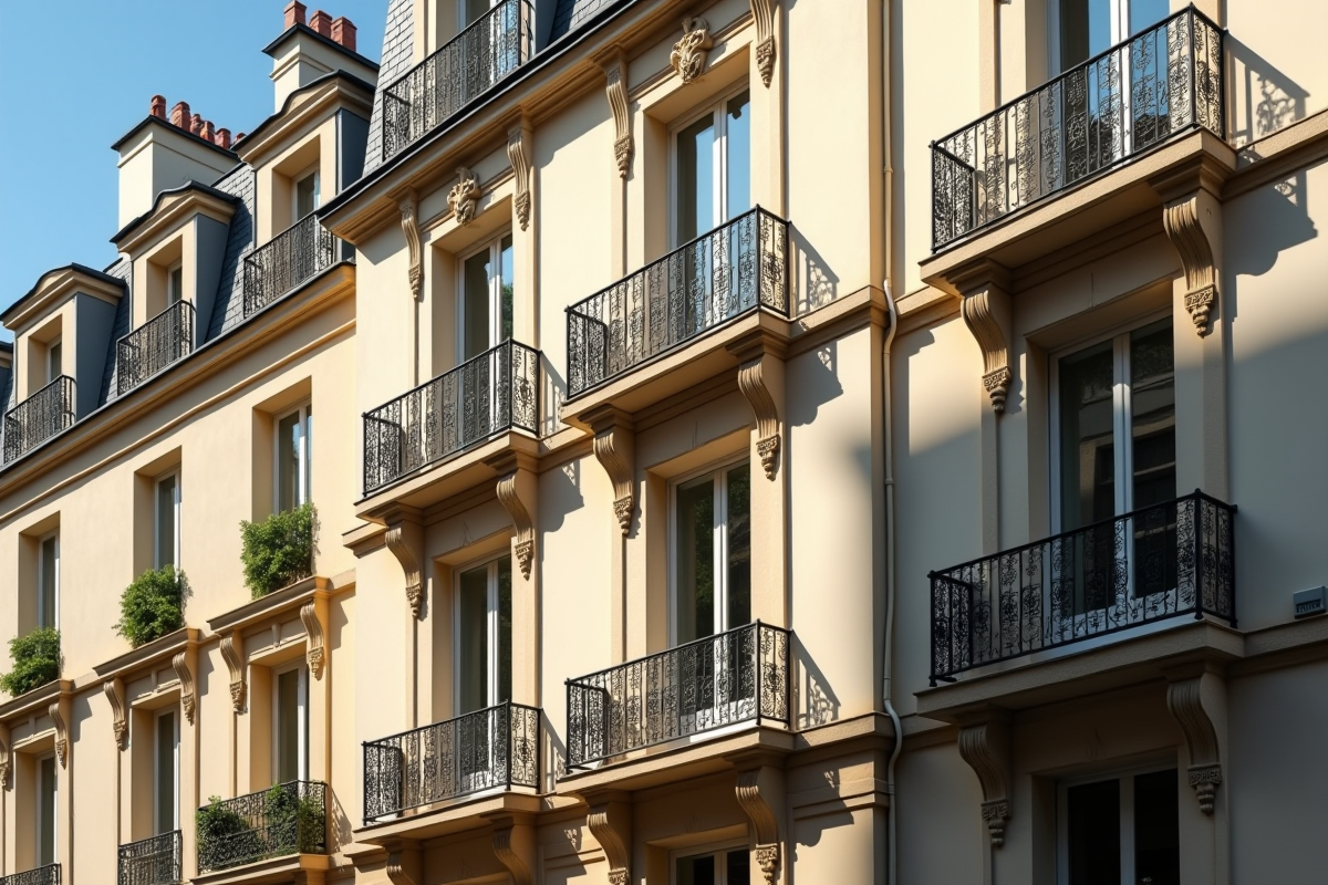 Façade d un immeuble parisien classique en journée ensoleillée