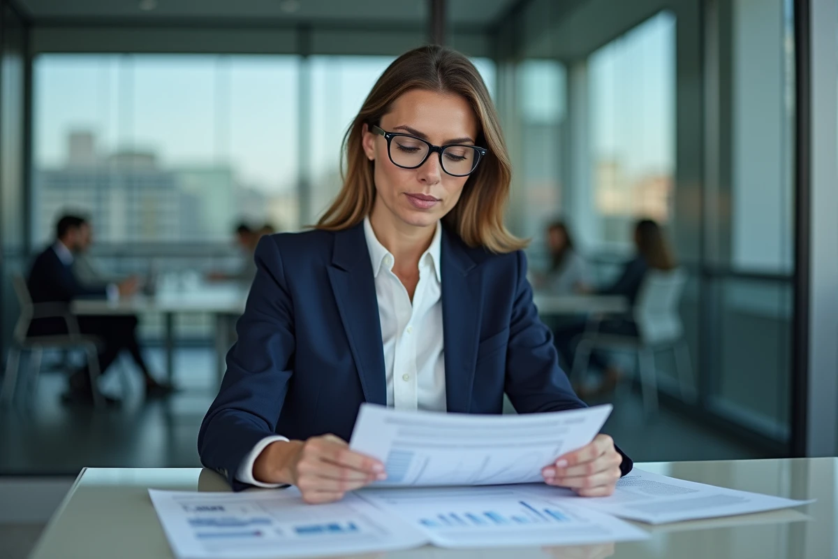 Femme d'affaires en réunion dans un bureau moderne