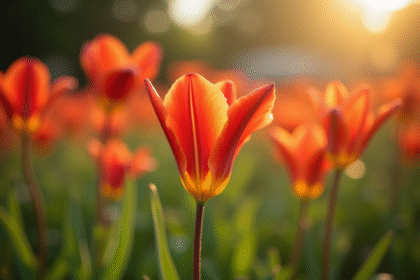 Fleur T-shaped en pleine floraison dans un jardin ensoleille