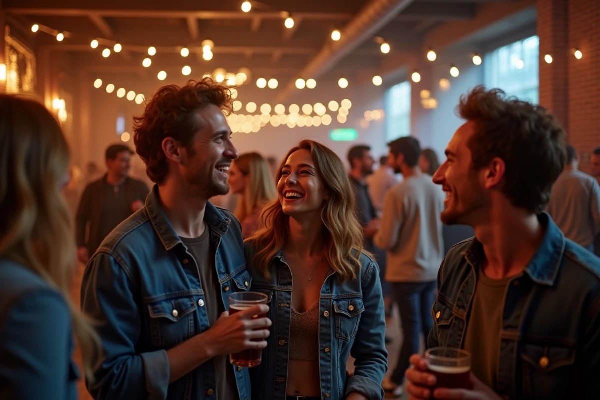 Groupe de jeunes souriants dans un bar à Strasbourg