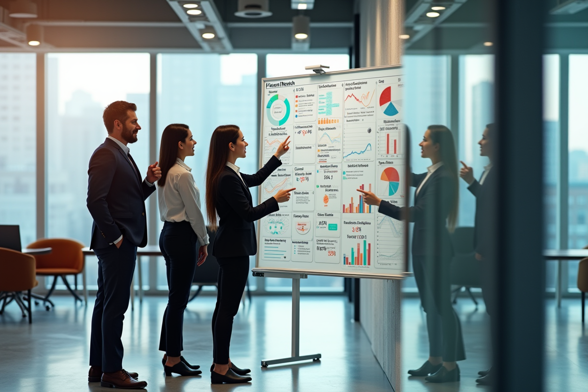 Groupe de professionnels discutant autour d