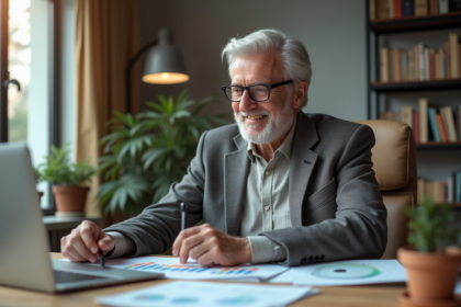 Homme d'affaires dans un bureau moderne et lumineux