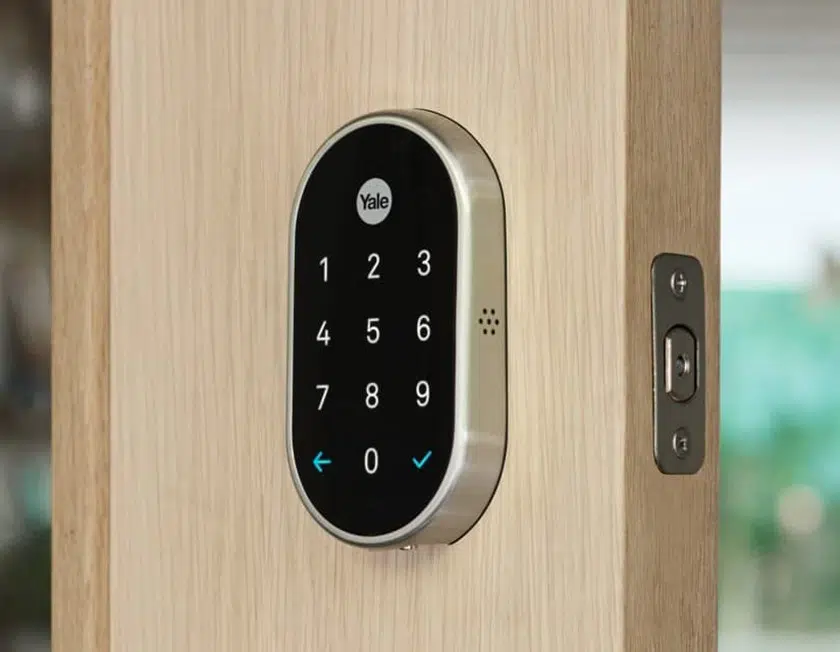 An official image of the Nest x Yale Smart Lock a Google Assistant compatible device