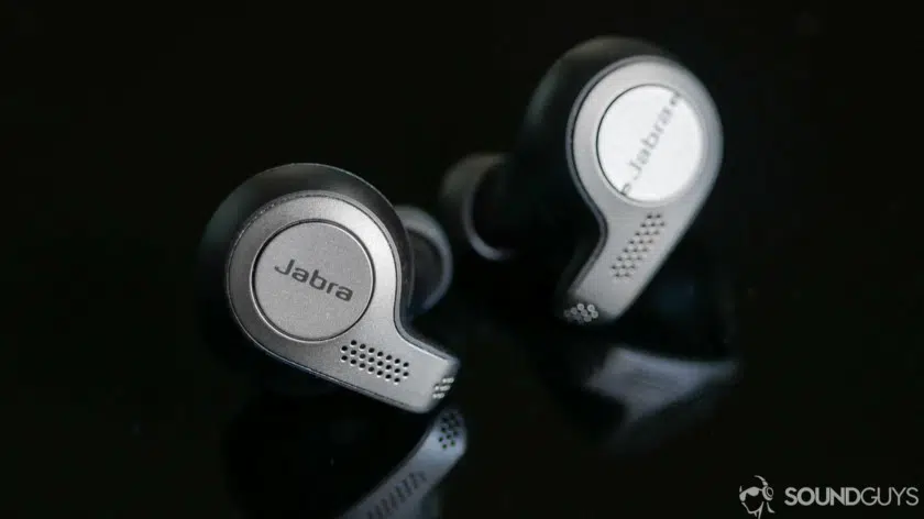 Samsung Galaxy S10 headphone: A photo of the Jabra Elite 65t true wireless earphones.