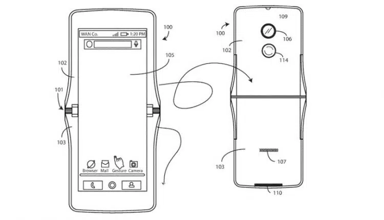 An image showing the Motorola foldable phone patent.