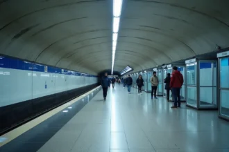 Quai de la ligne 14 du métro parisien avec portes palières automatiques et architecture moderne souterraine