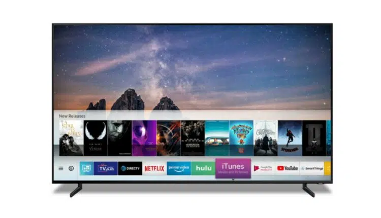 The Samsung smart TV with iTunes a Google Assistant compatible devices