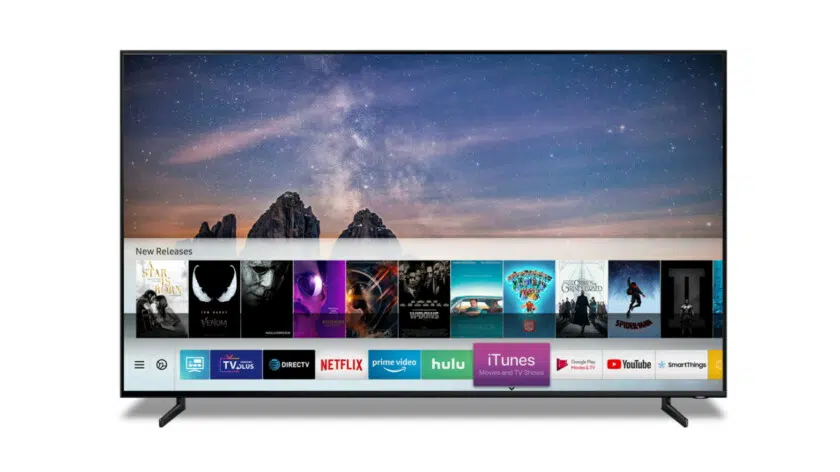 The Samsung smart TV with iTunes a Google Assistant compatible devices