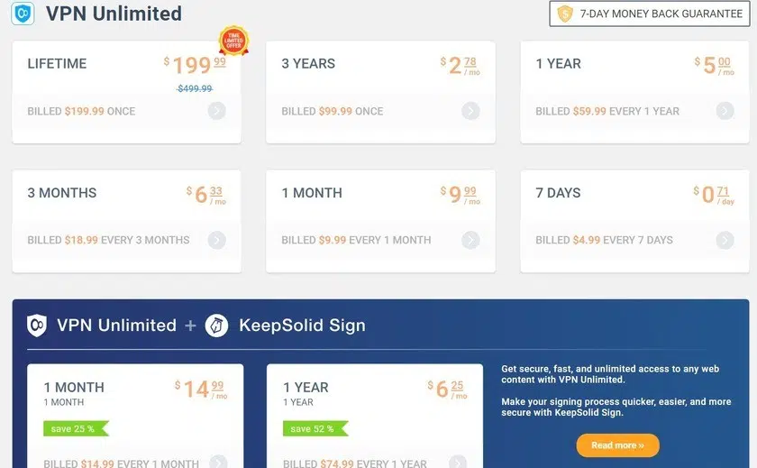 vpn unlimited pricing